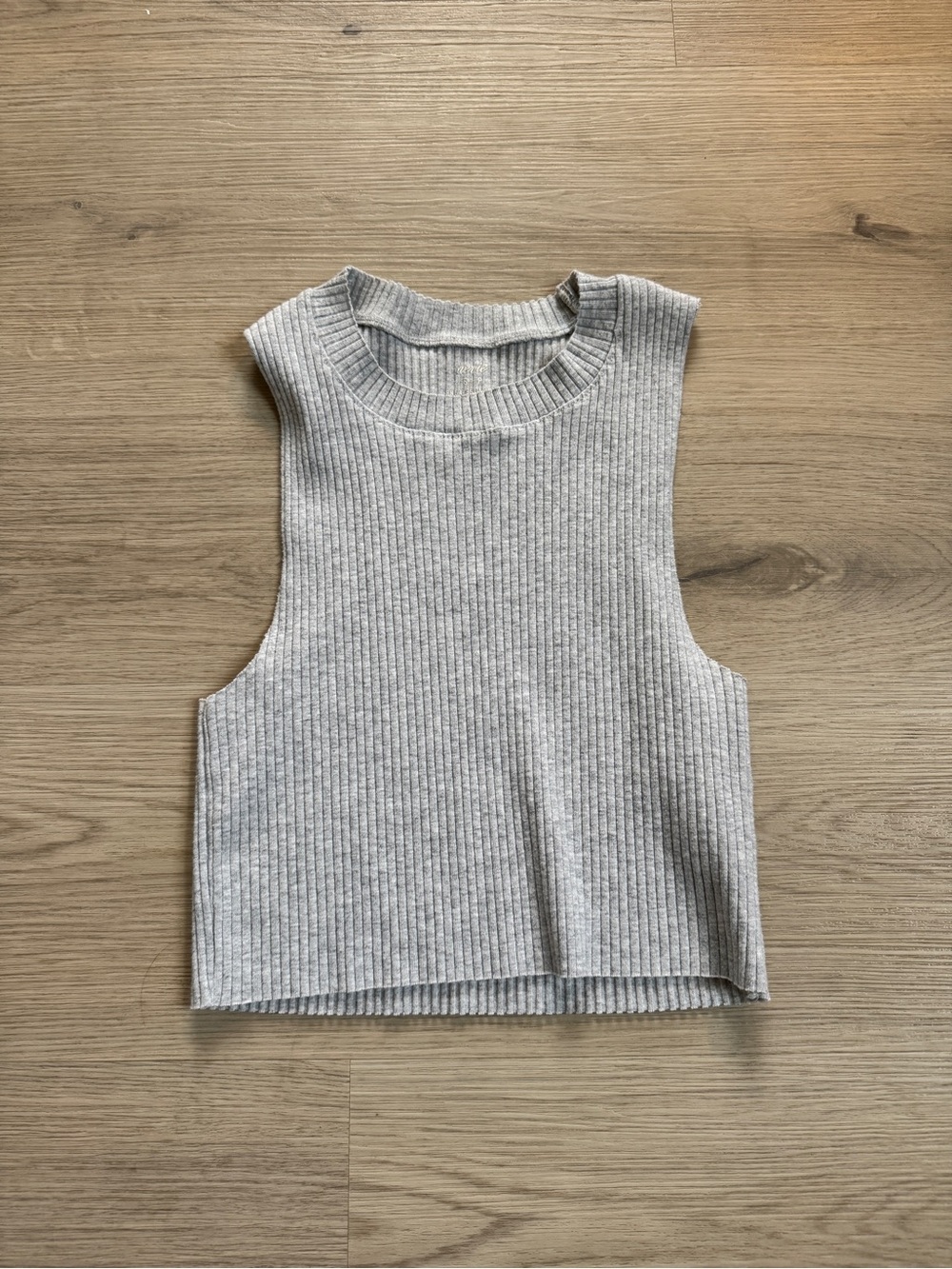 aerie Ribbed Sleeveless Crop Top - Light Gray